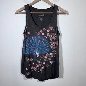 Lucky Brand Women’s Embroidered Peacock Tank Top size Small